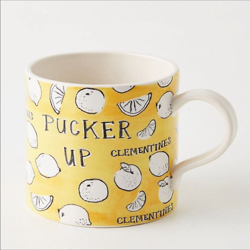 Anthropologie Superfoods Fruit Mug Yellow Lemons